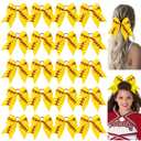 YLEN YHXX 20 PCS 8" Large Softball Cheer Hair Bows Cheerleading Bows with Ponytail Holder Elastic Band Handmade for Cheerleading Teen Girls College Sports Softball Yellow