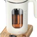 INTASTING Electric Tea Kettle, Electric Kettle with Tea Infuser, 1 Knob Temperature Control, BPA-Free Glass, 1200W Fast Heating, Easy to Clean, 1 Liter (Cream White)