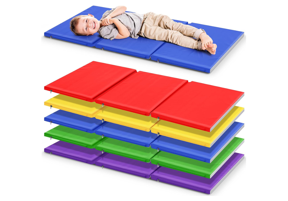 Folding Rainbow Rest Mats, Classroom Furniture, Assorted, 5-Piece 47.5" x 1" x 24"
