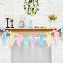 VitalCozy Pastel Bow Garland Banner, Satin Ribbon Hanging Party Bow Garland Decoration for Birthday Baby Shower Wedding Party Supplies