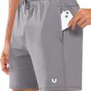 NORTHYARD Men's 7" Gym Shorts Knit Athletic Tennis Shorts for Men with Zipper Pockets for Workout Athletic Training Stone XL