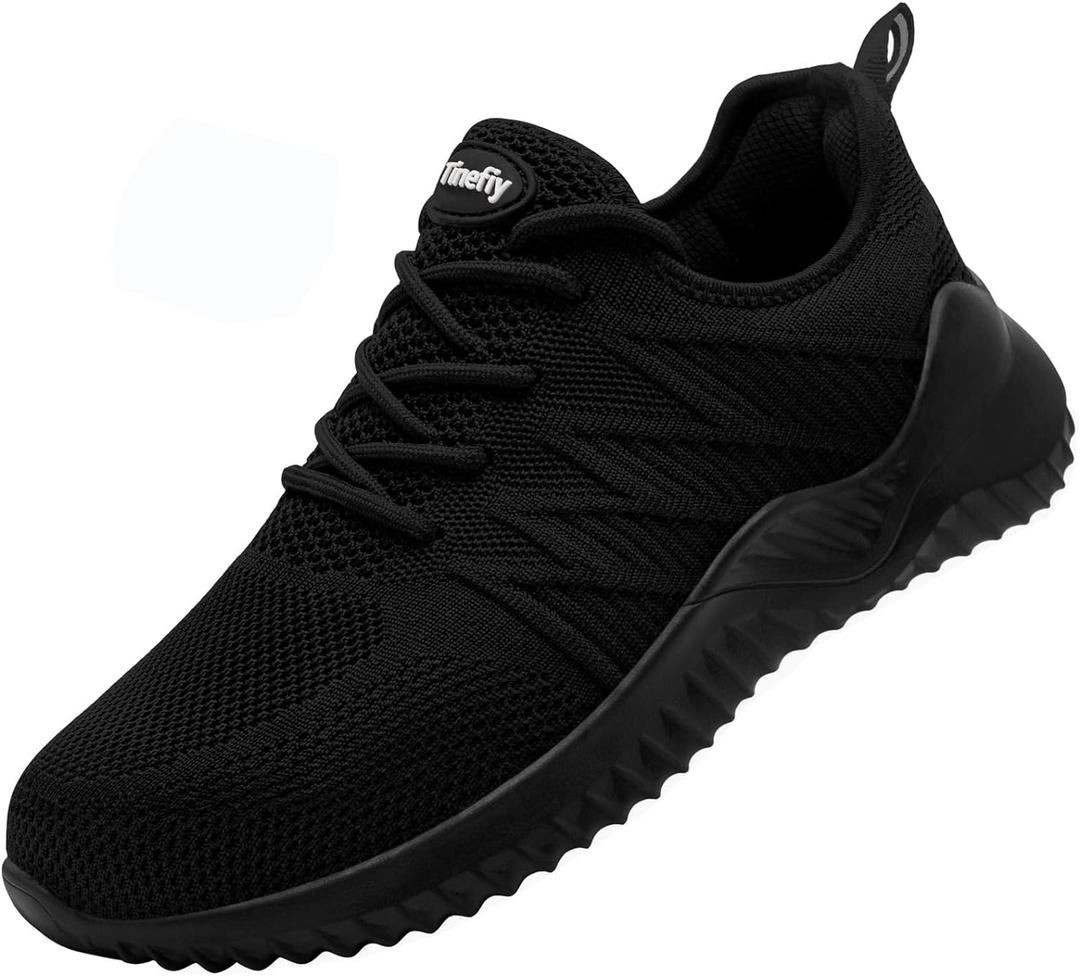Tinefiy Steel Toe Shoes for Women Lightweight Comfortable Slip Resistant Safety Work Sneakers Cushion Puncture Proof Shoes Indestructible Shoe (8, 007black)