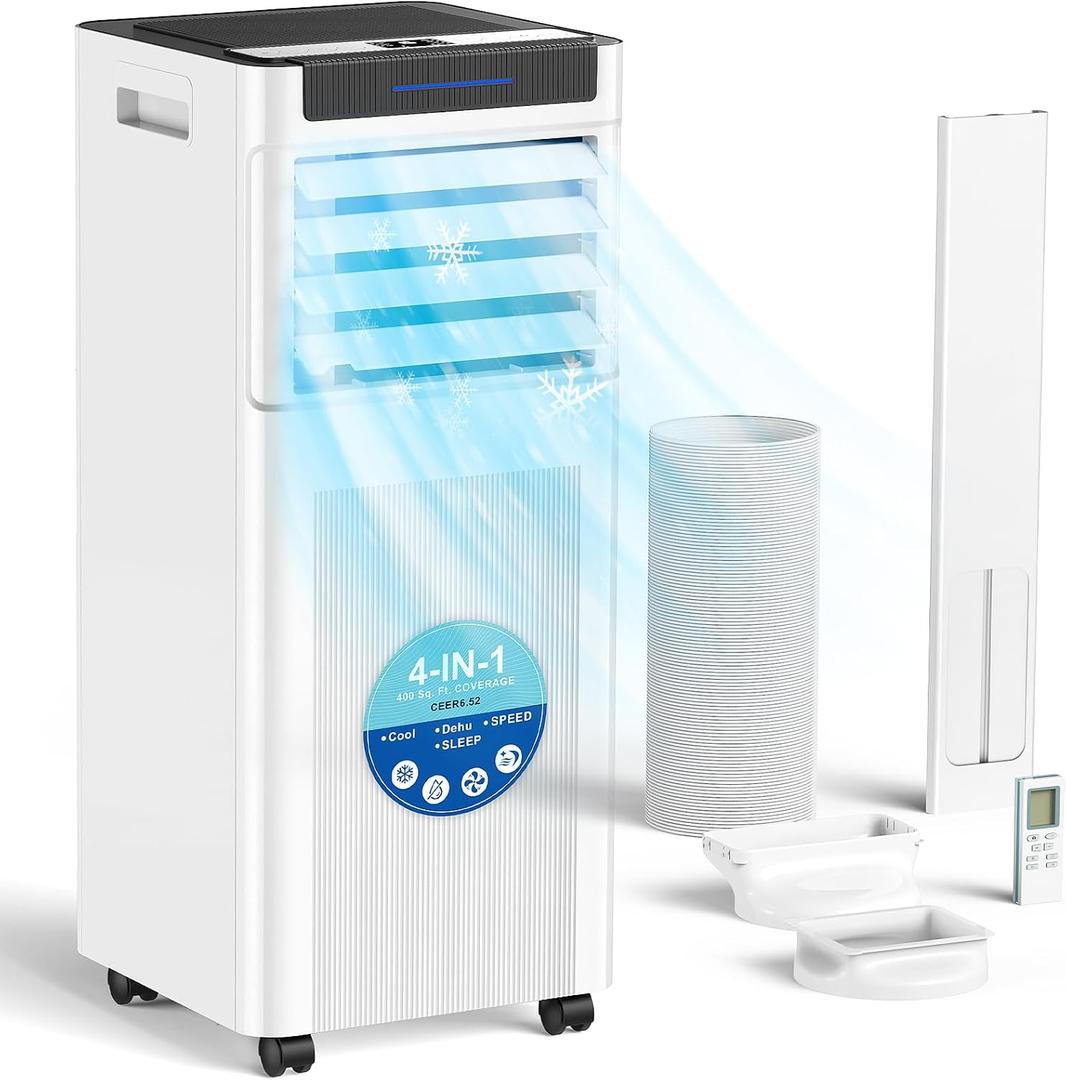 10000 BTU Portable Air Conditioners, Portable AC up to 450 Sq.Ft,4 in 1 Portable AC Unit with Cool,Dehumidifier,Fan Modes&Sleep,Remote Control&24H Timer,AC Unit for Bedrooms