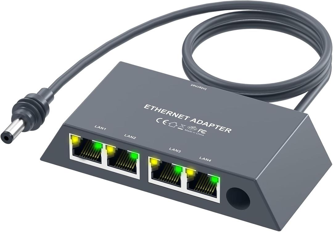 for Starlink Gen3/Mini Ethernet Adapter with 4 RJ45 Ports,Multi Ports Starlink Ethernet Adapter with Wired External Network for Other Devices and Network Cable[4 Devices Networked Simultaneously]