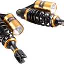 LIRU Motorcycle Shock Absorbers Universal 280mm for HONDA for Suzuki for Kawasaki for Yamaha Street Bikes, Scooters, ATV (Classic Golden Black)