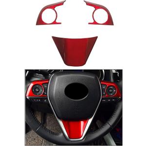 3PCS ABS Red Steering Wheel Button Cover Sticker Interior Decoration Sticker Accessories Trim for Toyota Camry 2018 2019 2020 2021 2022 2023 2024,for Toyota Avolon 2019 2020 2021 2022