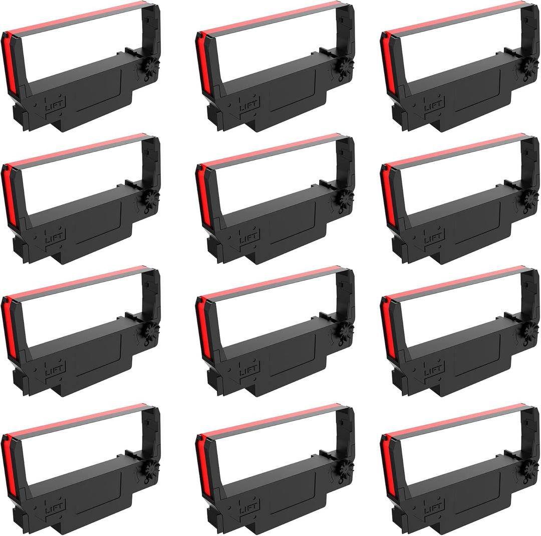Compatible Ink Ribbon for ERC30 ERC34 ERC38 Black/Red, for POS Receipt & Kitchen Printers, with Advanced Ultrasonic Welding Technology, Individually Sealed for Freshness and Longevity (12p)