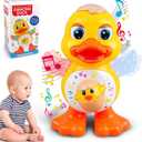 Dancing Duck Toy, Tummy Time Toys with Music & Flashing Lights, Interactive Musical Duck with Colorful Wings (Duck)