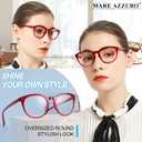 MARE AZZURO Reading Glasses Women Readers 5.0 Stylish Round Reader +5.00 with Spring Hinge