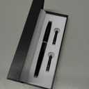 Amazon Basics Refillable Fountain Pen with Smooth Writing, Medium Point, Black Metal Barrel, Black Ink, 2 Replacement Cartridges (1 Count (Pack of 1))