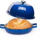 Enamelled Cast Iron Dutch Oven Pot – Dutch Oven For Sourdough Bread Baking – Cast Iron Bread Pot – Dark Blue, 6 Quarts, 26cm – Blue