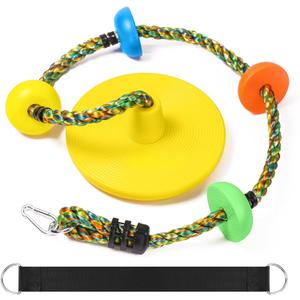 Climbing Rope Tree Swing with Platforms and Disc Swing Seat Set Outdoor Playground Accessories for Kids Including Hanging Strap & Carabiner Rope Swings for Tree Kids Swing Set Accessories