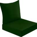 downluxe Outdoor Deep Seat Cushion Set, Waterproof Patio Furniture Cushions with Zipper for Outdoor Chair Sofa, 24 x 24 inch, Forest Green