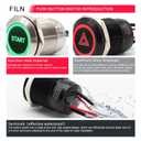 2PCS Latching Push Button Switch Power Button 12v 24v Switch 19mm 3/4'' Includes 180x Replacemnt Symbols 5A IP67 Waterproof Switches for Cars Boat Panel Mounting (Black Plated Blue)