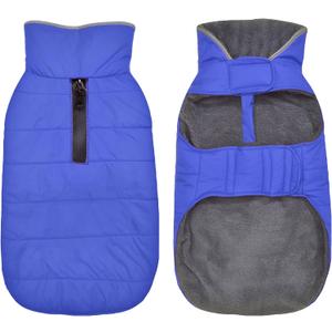 Petglad Dog Winter Coat, Waterproof Dog Jacket with Leash Hole, Reflective Adjustable Pet Snow Vest, Warm Fleece Sweater for Small Medium Large Dogs - Blue, L (L(Chest Girth:20.1-26.8"))