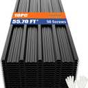 Brakki Metal Roofing Panels 10pcs 55.7 ft², Black Corrugated Roof Panels, 10pcs/L45.28"