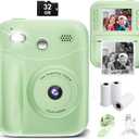 MINIBEAR Kids Camera Instant Print, Instant Print Camera for Kids Digital Camera Toddler Toys Christmas Birthday Gifts for 3 4 5 6 7 8 9 10 Year Old Boys Girls Video Camera with Print Paper, Green