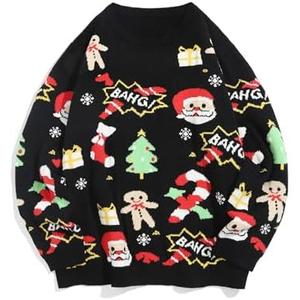 ZAFUL Women Men Ugly Christmas Pullover Sweaters Couple Crew Neck Long Sleeve Knit Xmas Holiday Jumper