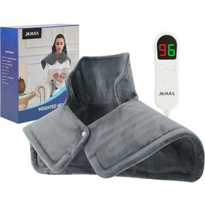 Heating Pad for Neck and Shoulders and Back - Weighted Heating Pad for Shoulders - Gifts for Women Men Mom Dad - 10 Heat Settings and 6 Timers Auto Off (Grey)