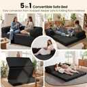 Erament Convertible Sofa Bed, Tri-Folding Mattress Queen Futon Couch Bed, Boneless Sleeper Couch Bed with Removable Armrests & Washable Cover for Guest Room, Living Room, Queen, Black