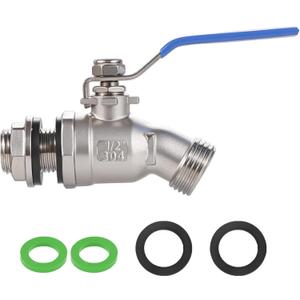 High Flow Rain Barrel Spigot, Lead-free304 Stainless Steel Faucet Kit for Plastic and Other Top Open Barrel, Quarter Turn Spigot