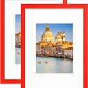 wyooxoo 8x12 Picture Frame Set of 2 Made of Solid Wood Red Photo Frames Display Pictures 6x8 with Mat or 8x12 Without Mat Colorful Frame For Tabletop Display or Wall