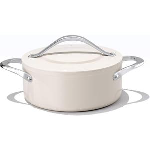 Stock Pot 4.5qt Dutch Oven with Lid (9.5") Nonstick Ceramic Coated Non-Toxic PFAS-Free Even Heat Distribution for Braising, Baking Bread & Soups, Compatible for All Cooktops(Induction/Gas/Electric) Oven Safe to 500F (Cream)