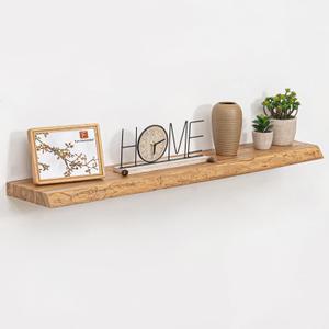 Fun Memories Floating Shelves for Wall, 42 Inch Rustic Live Edge Floating Shelf, Heavy-Duty Wall Shelves with Invisible Bracket Mount for Living Room, Bathroom, Bedroom, Kitchen, Natural