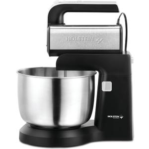 Holstein Housewares 5-Speed Hand and Stand Mixer, 250W Power with LED Light, Black and Stainless Steel  Versatile Mixer for Baking, Whipping, and More