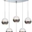 WAC Lighting QMP-LED311/6-MR Genesis LED 6 Light Pendant Fixture with Mirror Canopy, Clear
