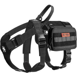 OneTigris Service Dog Vest Harness, Service Dog Cape Guardian Dog Backpack Harness with Pouches Dog Saddle Bag for Small Medium and Large Dogs (Black, M)