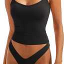 SUUKSESS Women Sexy V Neck Tank Tops Y2K Going Out Top Fitted Basic Cami Shirts (Small, Black)