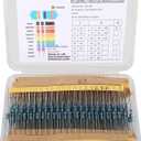 600PCS 30 Values 1% Resistor Kit Assortment, 1/4W 10 Ohm-1M Ohm Metal Film Resistors Assortment for Electronic Projects
