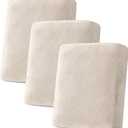 H.VERSAILTEX Velvet Stretch Couch Cushion Cover Plush Cushion Slipcover for Chair Loveseat Sofa Cushion Furniture Protector Seat Cushion Sofa Cover. 3 Piece Sofa Cushion Covers, Ivory 