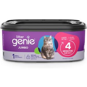 Litter Genie Refill Bags, Jumbo 1-Pack, 28 Total ft, Up to 4 Months of Supply in 1 Cartridge, Ultimate Odor Control Cat Litter Bags