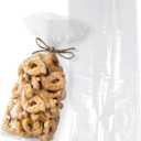 APQ Clear Gusseted Poly Bags, 5 x 2 x 12 Inch. Pack of 100 Gusseted Plastic Bags 1 Mil Thick for Favors with Open Top. Clear Plastic Bags for Packaging Cookies, Popcorn, Candies, Homemade Bread