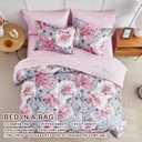 Joyreap Bed in a Bag Queen, 7 Piece Floral Comforter Sheet Set, Tie-dye Pink Flower on Gray, All Season Microfiber Bedding Set- 1 Comforter, 2 Pillow Shams, 1 Flat Sheet, 1 Fitted Sheet, 2 Pillowcases