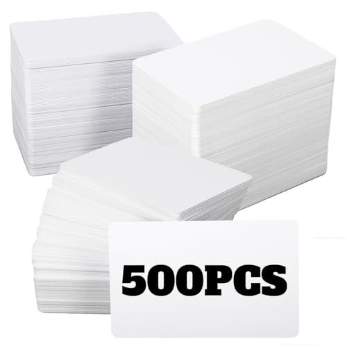 500 Pack Blank PVC ID Cards CR80 30 Mil White Plastic Card for Photo ID Badge Printers Personal Use Direct Printing Compatible for Customized Designs