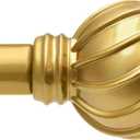 Lootkell Gold Curtain Rods for Windows 28 to 48 Inches Adjustable Length Heavy Duty 7/8" Diameter Window Curtain Rod with Decorative Finials for Outdoor Farmhouse Bedroom Kitchen Living Room (18"-60"|1 Pack)