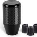 muge racing Carbon Fiber Shift Knob for Car, Gear Shift Knob with Smooth Shifting, Universal Stick Shift Knobs Fit for Most Cars, 3 Threaded Adapters M8 M10 M12 x 1.25 Included, Aluminium Alloy, Black