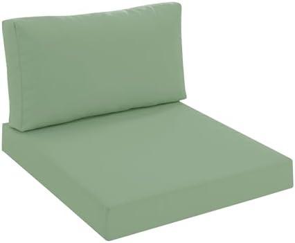 Summsun Patio Furniture Cushions Replacement, Outdoor Deep Seat Couch Cushion and Backrest Pillow with Waterproof Removable Cover for Sectional Sofa Set, 25.6 x 25.6 Inch, Sage Green