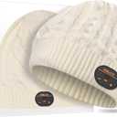 Bluetooth Beanie for Women, Double-Layer Wool Lining Bluetooth Hat Beanie for Women/Girls/Teens/Family, 20hrs Playing, Gift Packaging for Christmas Stocking Stuffers Thanksgiving (02-White)