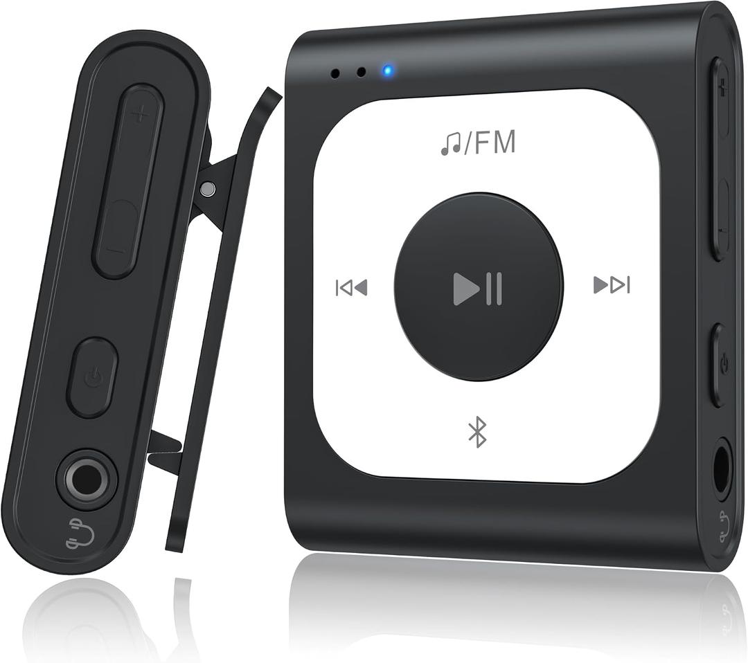 AGPTEK 64GB Clip MP3 Player with Bluetooth, A53PL Portable Music Player with FM Radio, Shuffle, No Phone Needed, for Sports(Black)