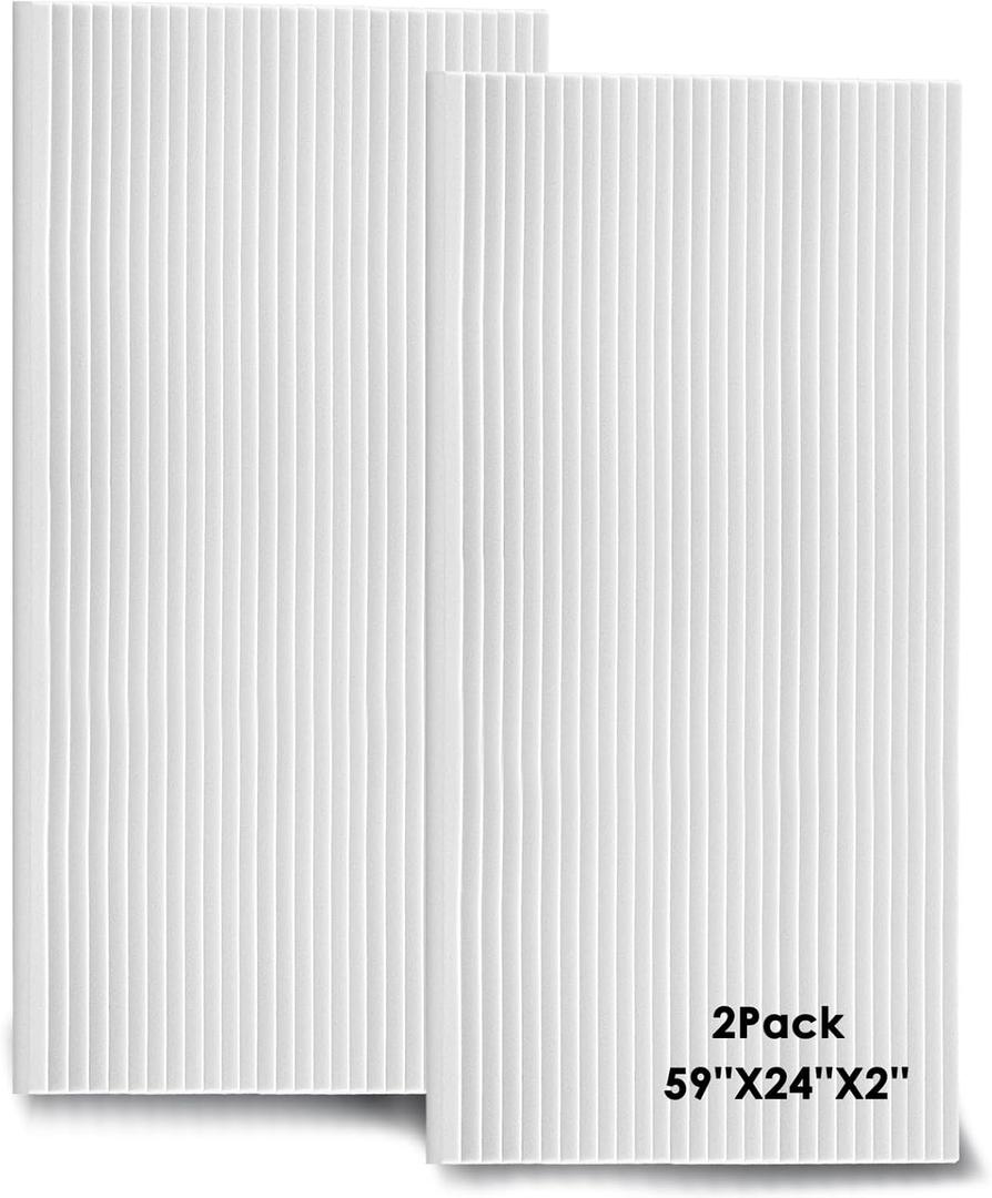 FONESO Acoustic Panels, High Density Sound Absorbing Panels for Walls, Acoustic Foam Panels Fire Resistant for Noise Dampening,Sound Panels (59''X24''X2''(2 PCS) White)