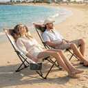 2 Pack Beach Chairs Oversized High Back Beach Reclining Chair with Adjustable Backrest Low Folding Camping Chairs for Beach, Lawn, Outdoor, Standard