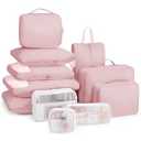 Compression Packing Cubes - 11 Set Suitcase Organizers, Expandable Packing Cubes, Pink Travel Essentials
