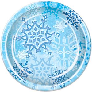 Beistle Snowflake Plates, 9-Inch, Blue/White