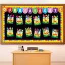 Birthday Bulletin Board Classroom Decorations Crayon Box Cutouts Colorful Crayon Name Tags Decoration for Wall Chalkboard Decors Preschool Classroom Decor Teacher Back to School Supplies