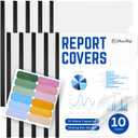 Clear Report Covers with Sliding Bar 10 Pack - 70 Sheet Capacity Presentation Folders with 12 Label Stickers for US Letter Size 8.5x11" and A4