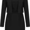 EXLURA Women's Professional Business Lightweight Blazer Dress Suit Sets 2 Piece Work Office Fashion Outfits (Medium, Black)